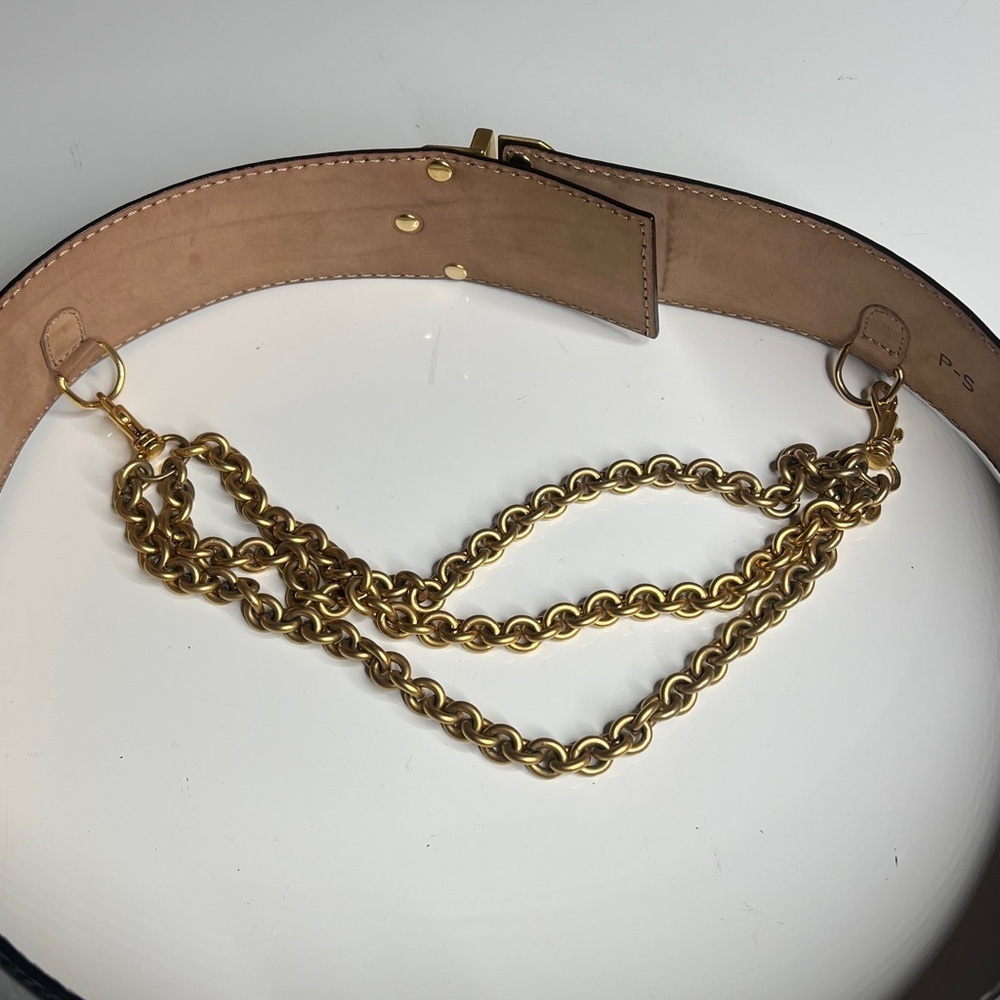Donna Karan New York 1990’s Black & Gold 34” Adjustable Waist Belt w Chain - Picture 5 of 9
